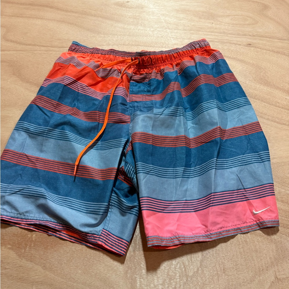 Nike Blue and Orange Board Shorts Vibrant Swimwear